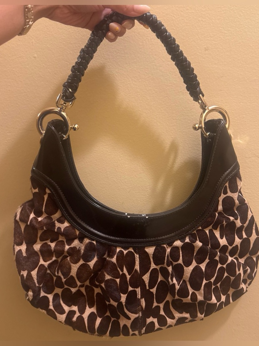 Y2k/ vintage Cow fur Nine West hobo bag